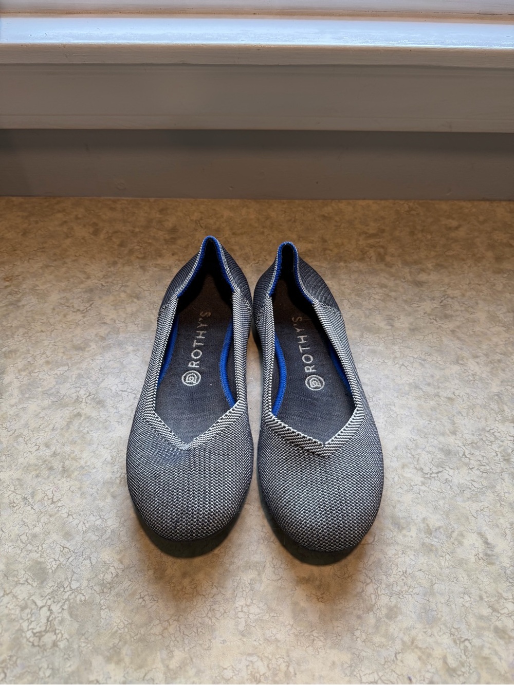 Rothy's Gray Knit Ballet Flats with Blue Lining